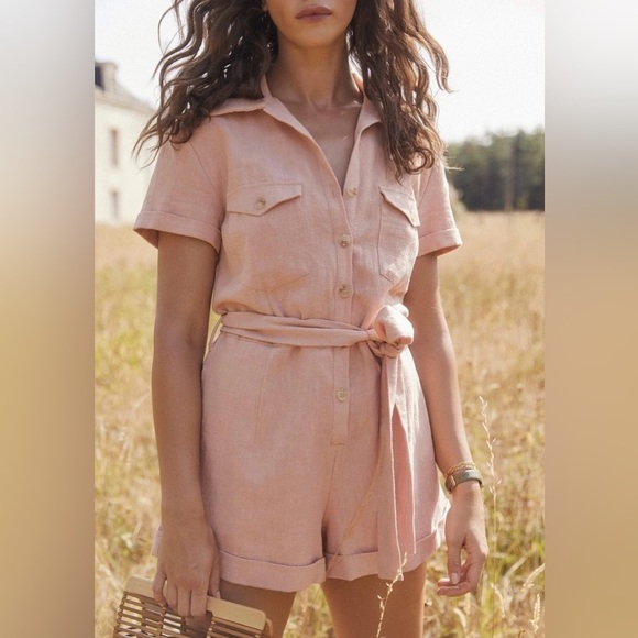 Anthropologie Auguste Patty Playsuit Blush size 4 - Picture 5 of 12